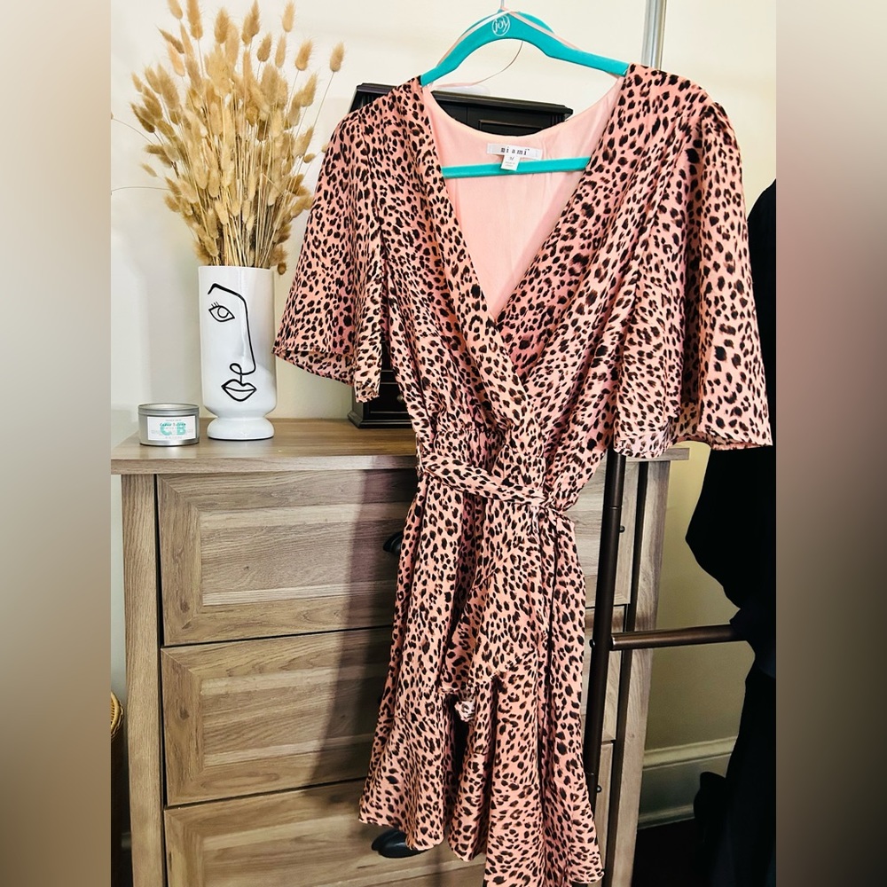 Miami Brand - Pink & Leopard Dress. Size Medium